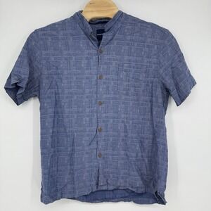 Tommy Bahama Mens Short Sleeve Silk‎ Blend Blue Hawaiian Button Shirt XXL Beach